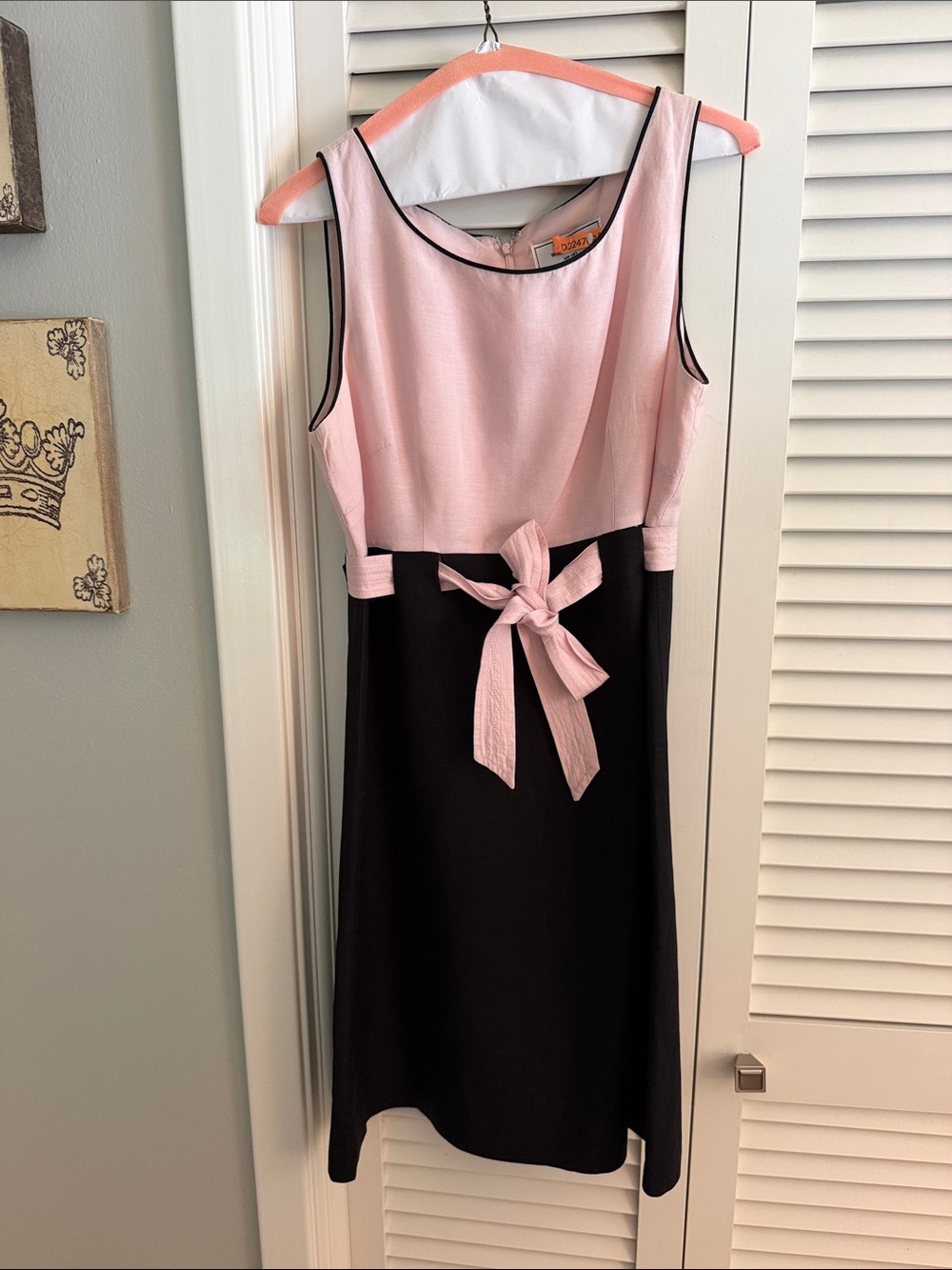 Pink & Black linen sleeveless dress